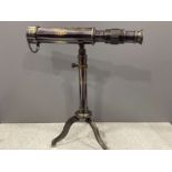 Brass cased desktop telescope on tripod stand 27cms