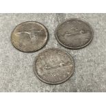 Coins Canada silver 1 dollar x3 coins 1953, 1960 and 1967