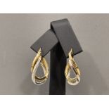 9ct gold twist two tone earrings 2.8g