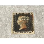 Stamp uk Queen Victoria 1840 one penny black stamp