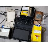 Box containing Robin insulation tester, Metrohm earth loop tester, Megger electrical tester and