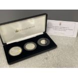 Coins Queen Elizabeth II 90th birthday silver proof 3 coin set in original case (£1,£2 and £5)