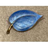 Large stunning Aksel Holmsen leaf brooch. Fully marked in very good condition Norway designer enamel