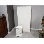 Large modern contemporary double door wardrobe 99x59x201cm together with bedside chest both in