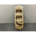 Large carved wood statue of 3 cheeky monkeys 55cms
