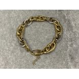 18ct white and yellow gold fancy link bracelet 12.1g