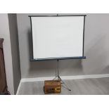 Liesegang automatic projector still boxed plus adjustable projector screen