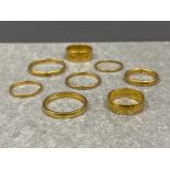 8 x 22ct gold antique rings. Mixed style and sizes 27.8g