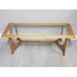 Continental style Rectangular shaped glass topped coffee table, 120x50cm