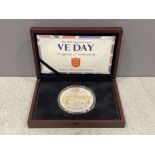 5 ounce silver 925 VE Day proof coin from Guernsey in presentation case with certificate