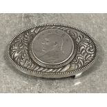 Chinese silver buckle with silver dollar fat man coin