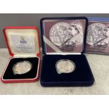 Royal mint crowns x2. 1997 Golden wedding and 2001 Victorian anniversary both in original cases