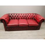 3 seater oxblood leather Chesterfield sofa