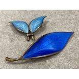 2 stunning David Andersen sterling silver and enamel brooches, both fully marked and in excellent