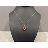 9ct gold Garnet pendant necklace