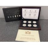 Coins 2015 QEII portraits set of 6 silver proof Jersey £5 coins in case with certificate