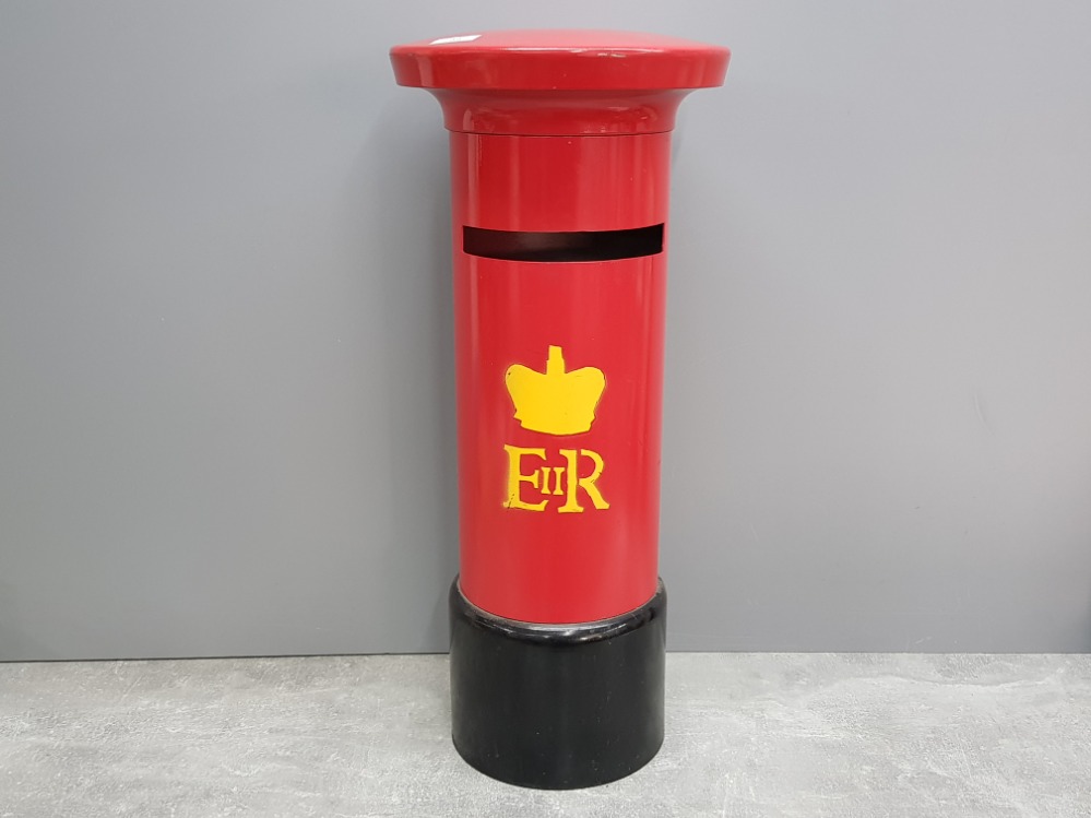 Reproduction metal red post box, with screw off lid, used for weddings and other functions for