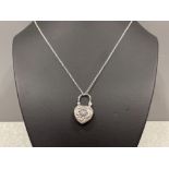 Silver and Marcasite heart shaped pendant and silver chain