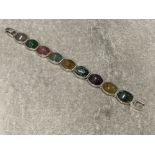 Silver and cabochon agate set bracelet