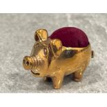 Brass cased pig pincushion