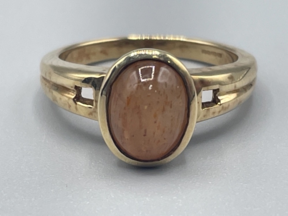 Ladies 9ct gold light brown stone set ring 4.35g size N