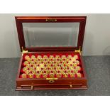 Kings and queens gold plated on sterling silver complete set of 60 coins housed in display case.