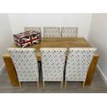 Solid oak dining table and 6 chairs 171cm x 92cm x 78cms (box not included)