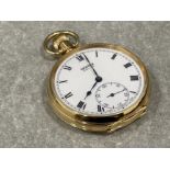 Vintage 9ct gold open face pocket watch 91.7g in good working condition
