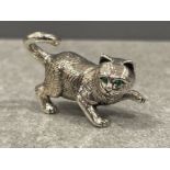 Silver figure of Cat with emerald eyes 16.83g