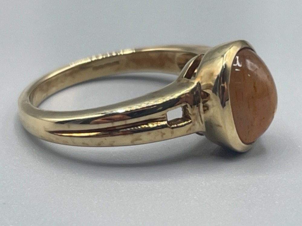 Ladies 9ct gold light brown stone set ring 4.35g size N - Bild 2 aus 2