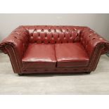 2 chesterfield style sofas, 3 seater and 2 seater in burgundy