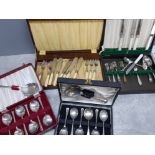 4 vintage cutlery sets all in original cases includes sheffield EPNS spoon set etc