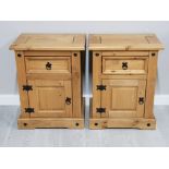 Pair of corona pine bedside chests 53x38x67cm