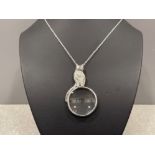 Silver 925 Cat magnifying glass pendant and chain