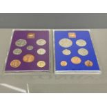 2 Royal mint yearly proof coin sets 1970 and 1977 in original cases