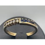 Ladies 9ct gold sapphire and diamond ring. 2.06g size O