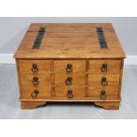 Jaipur solid sheesham wood 9 drawer coffee table trunk storage unit, 75x45cm
