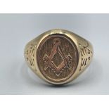 Gents 9ct gold Masonic ring 7.48g size R