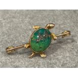 Delightful 9ct gold tortoise/turtle brooch 1920s vintage 2.6g