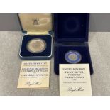 Royal mint silver proof piedfort 1982 20p in original box and silver proof 1981 Charles and Diana