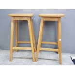 Pair of light oak kitchen stool 69cm