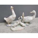 3 Nao by lladro Geese figurines includes 2 individual and 1 group figure