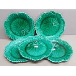 5 wedgwood Majolica leaf plates