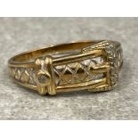 Large 9ct gold diamond Fancy buckle ring size Z 4.7g