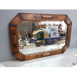 Octagonal arts and crafts oak bevelled mirror, 30x20inch