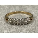 Ladies 9ct gold diamond cluster ring. Comprising of 16 round brilliant cut diamonds 1.5G size N1/2