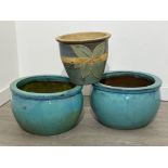 3 large garden plant pots