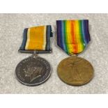 Medals WWI pair of silver medal and Victory medal awarded to 57318 Pte J. Hardwick. E Surrey Reg