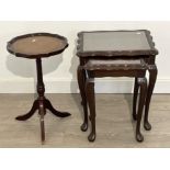 Nest of 2 mahogany tables and 1 occasional table
