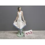 Large 31cm nao by lladro figure girl in dress with official Nao plaque